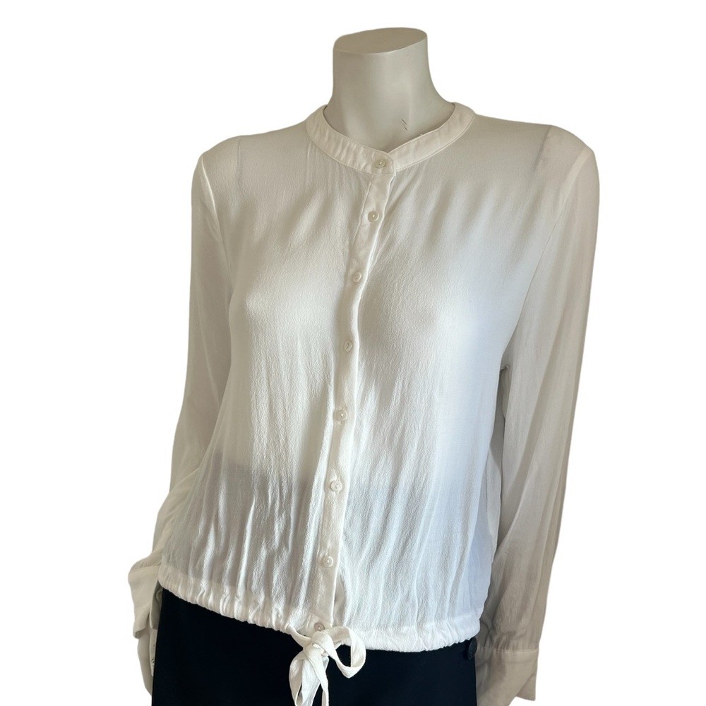 Hagel Button Up White Long Sleeve Blouse Large
